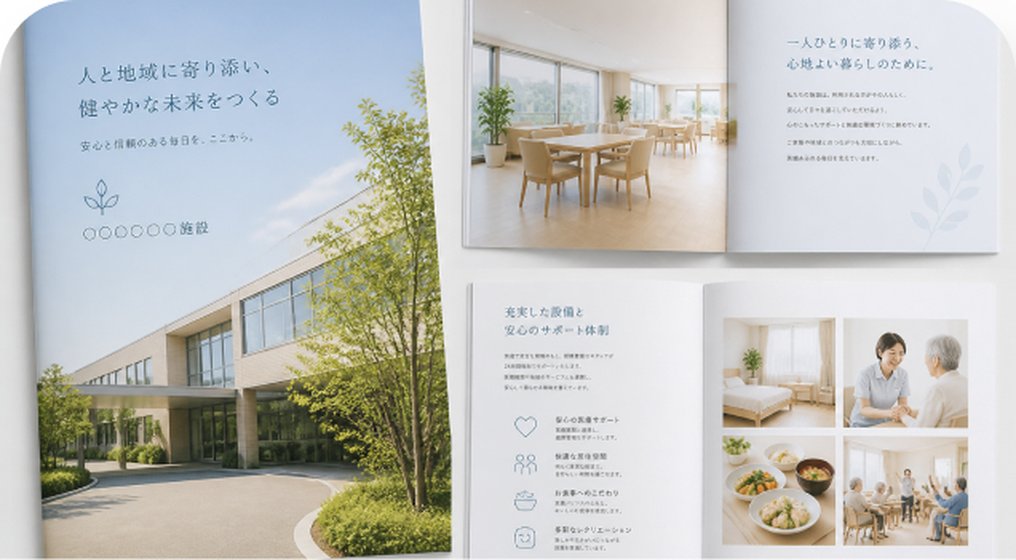 清潔感・信頼感のある施設パンフレットデザイン