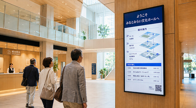 館内サイネージでの案内・情報表示