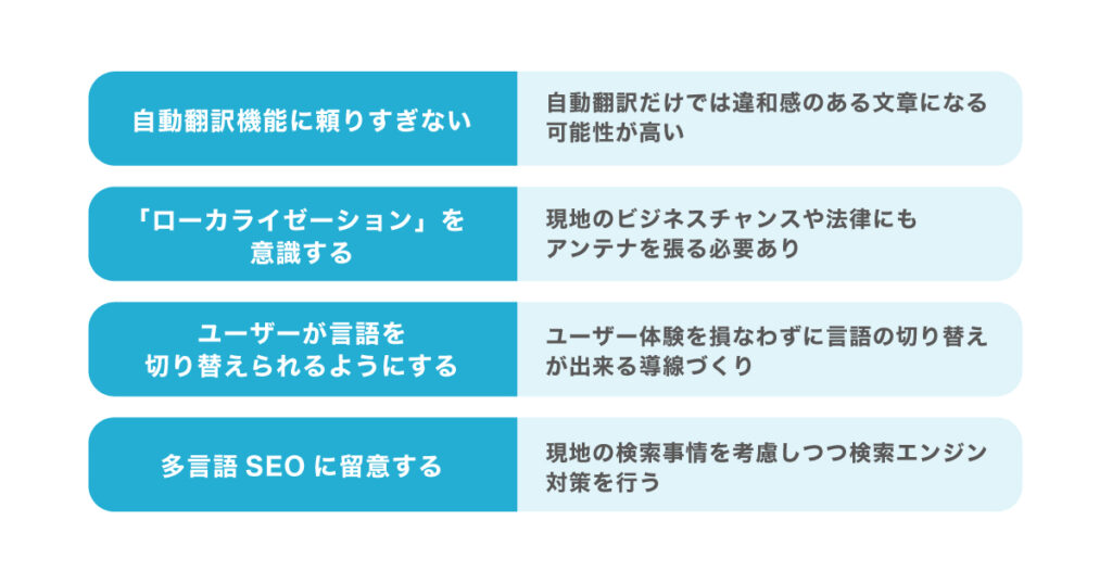 多言語サイト制作時の4つの注意点