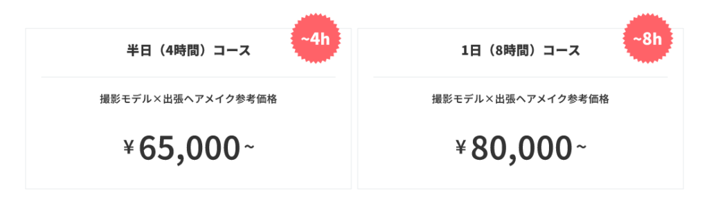 モデル×ヘアメイクのセットプラン料金