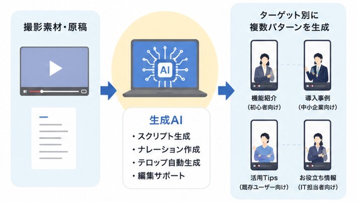 訴求軸・ターゲット別の動画を効率的に展開できる