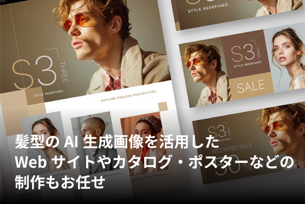 髪型のAI生成画像を活用したWebサイトやカタログ・ポスターなどの制作もお任せ