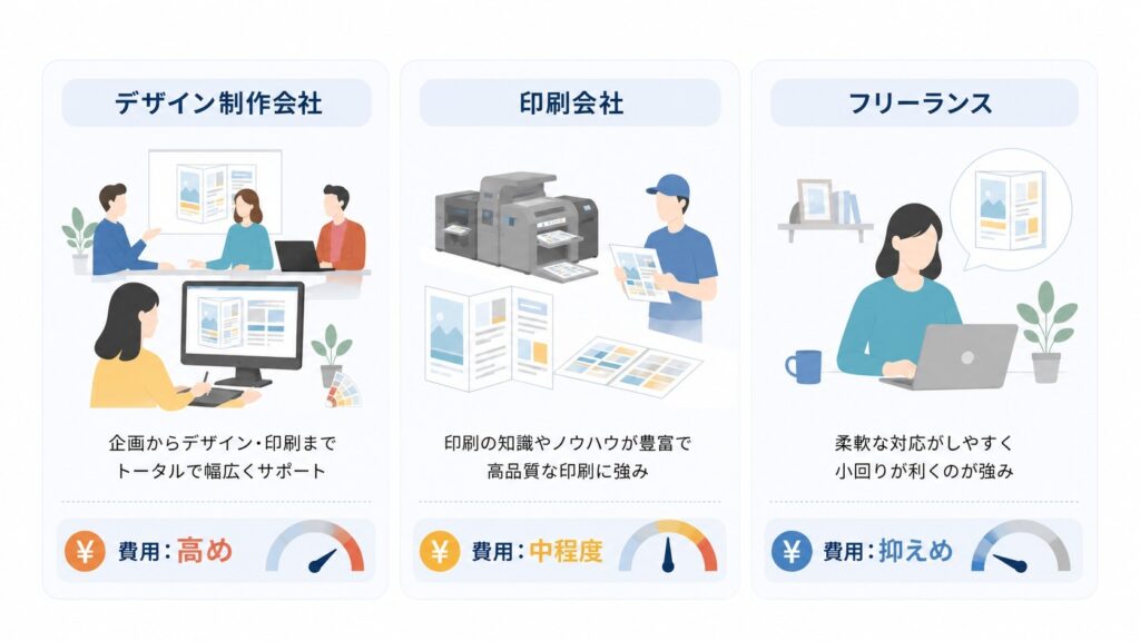 依頼先別に見るパンフレット作成費用の違い