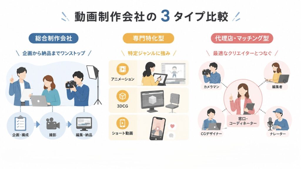 【タイプ別】動画制作会社の選び方